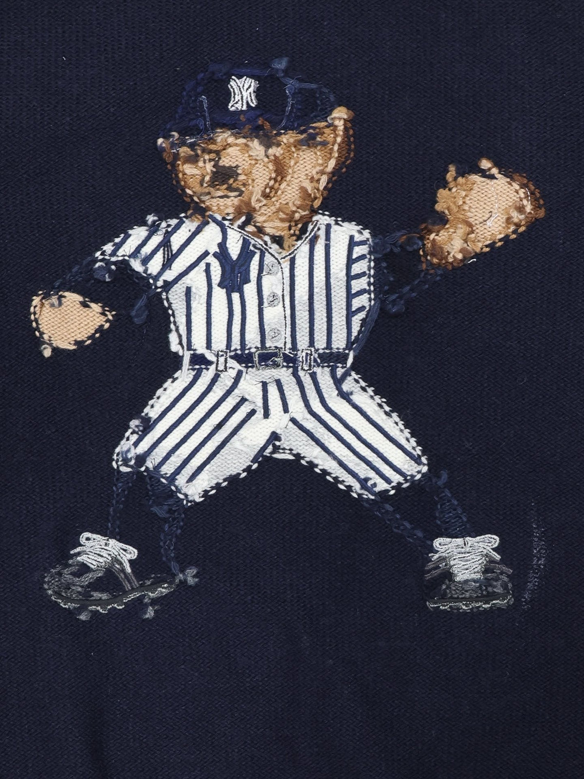 Suéter de punto de oso de béisbol azul marino