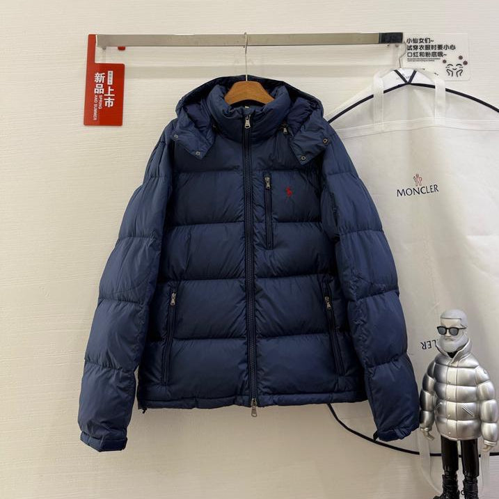 Chaqueta acolchada con capucha azul marino