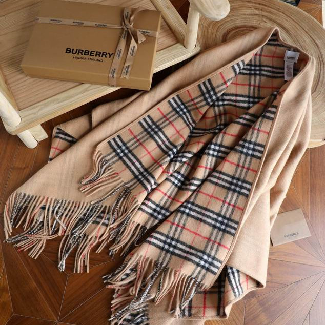 Reversible Wool Check Cloak