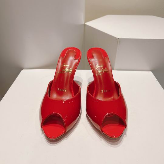 Red Open-Toe High Heel Mules