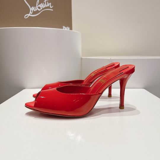 Red Open-Toe High Heel Mules