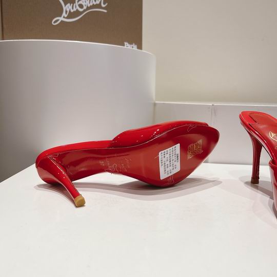 Red Open-Toe High Heel Mules