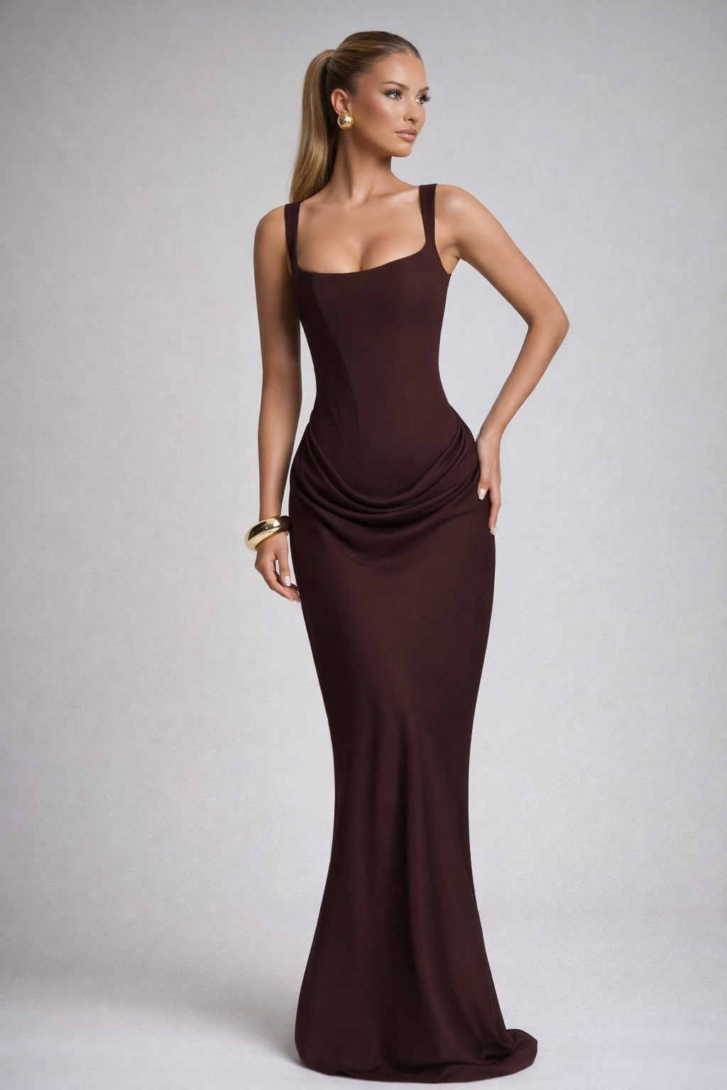 Sculpted Square-Neck Maxi Dress - Avenor