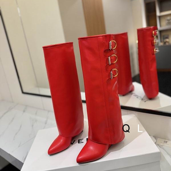 Structured Buckle Knee Boots