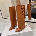 Structured Buckle Knee Boots
