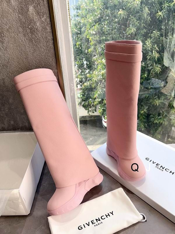 Leather Platform Knee Boots