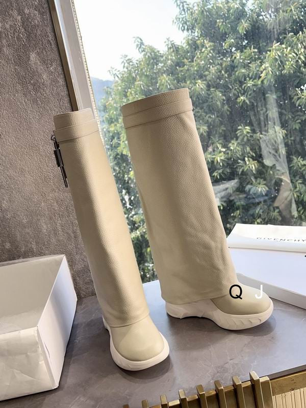 Leather Platform Knee Boots