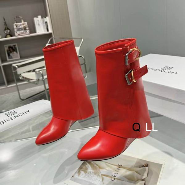 Sculpted Buckle Mid-Calf Boots