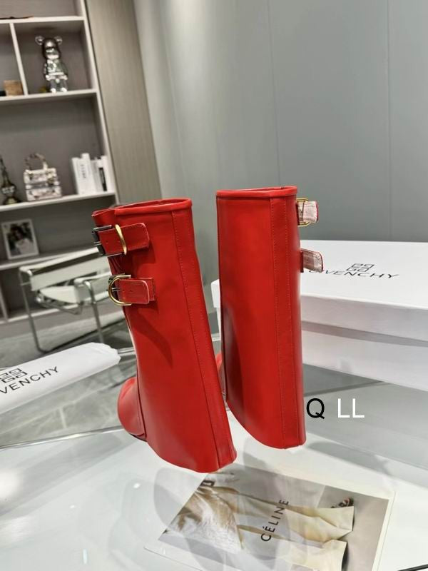 Sculpted Buckle Mid-Calf Boots