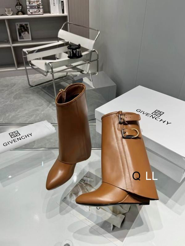 Sculpted Buckle Mid-Calf Boots