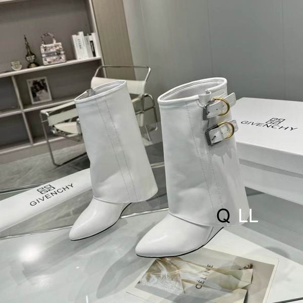 Sculpted Buckle Mid-Calf Boots