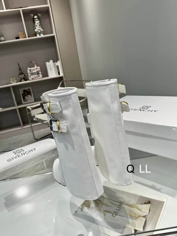 Sculpted Buckle Mid-Calf Boots