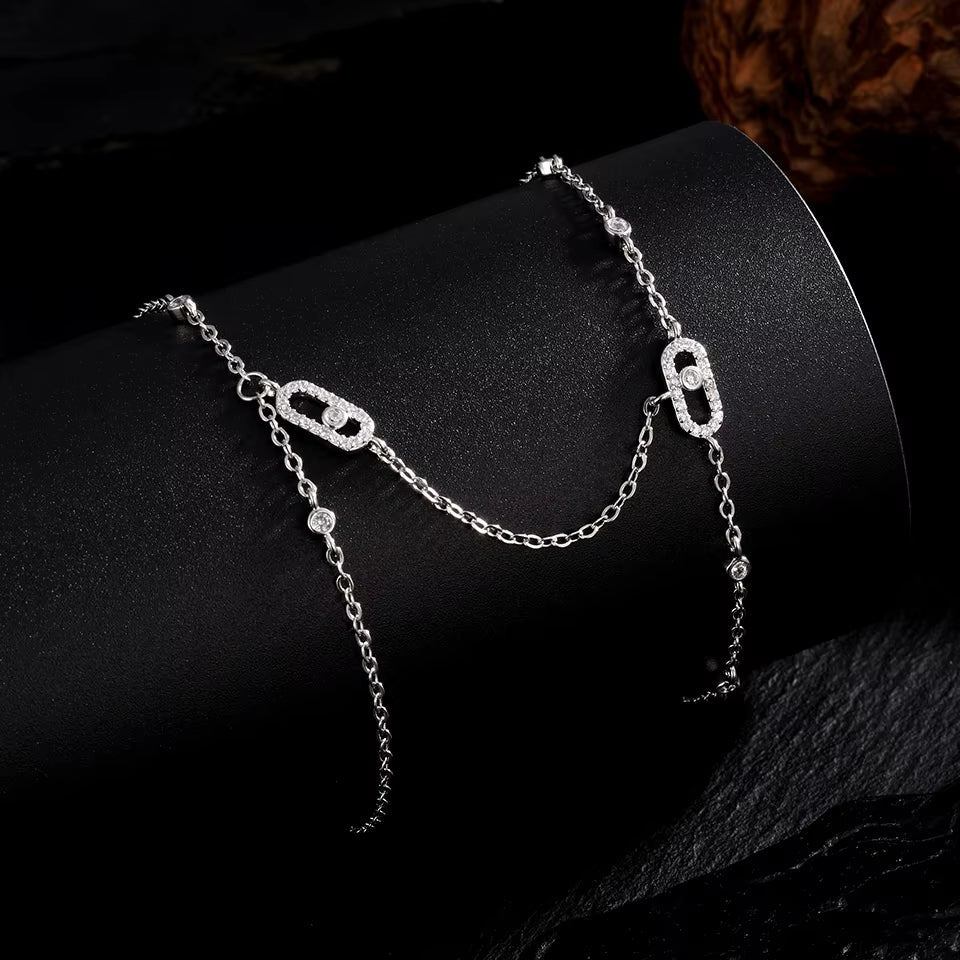 Link Hand Chain Bracelet with Crystal Detail