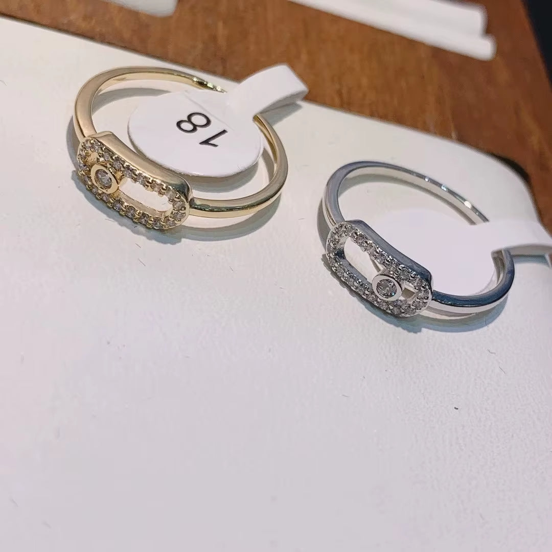 Oval Crystal Link Ring