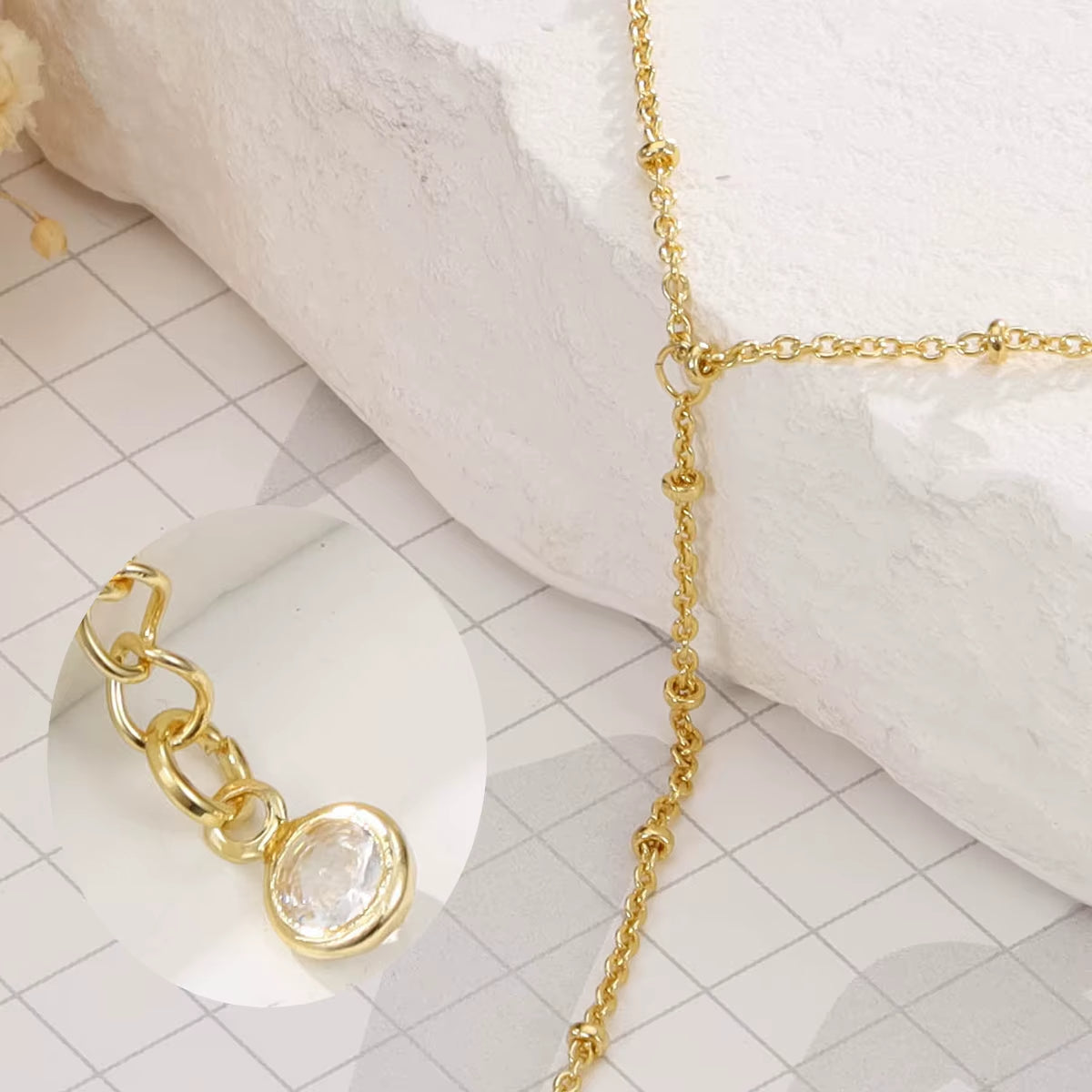 Minimal Hand Chain Bracelet with Ring Link