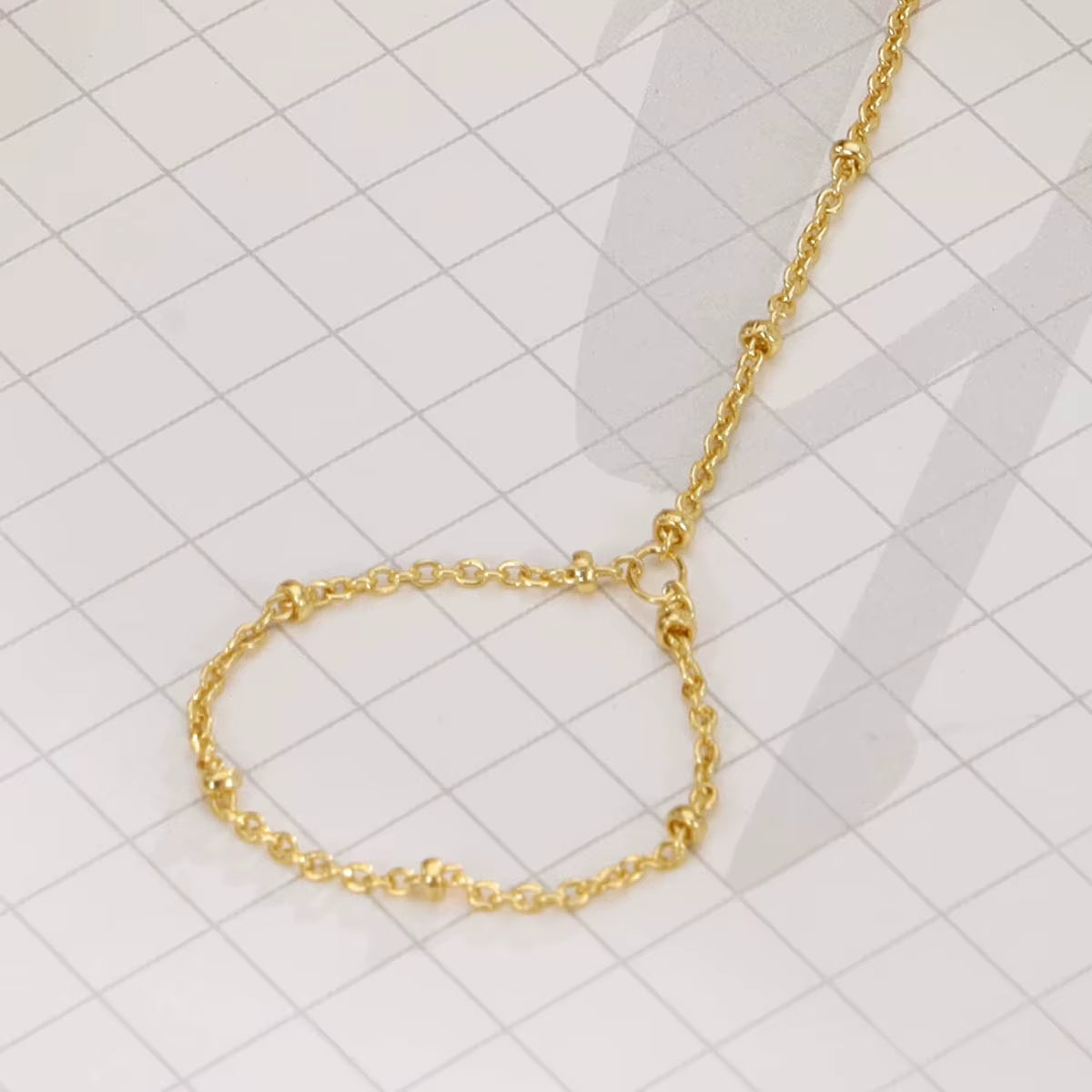 Minimal Hand Chain Bracelet with Ring Link
