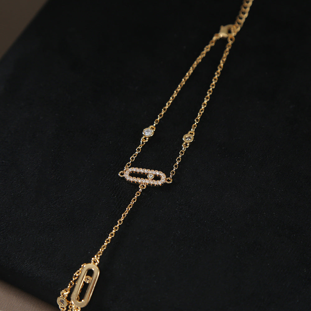 Link Hand Chain Bracelet with Crystal Detail