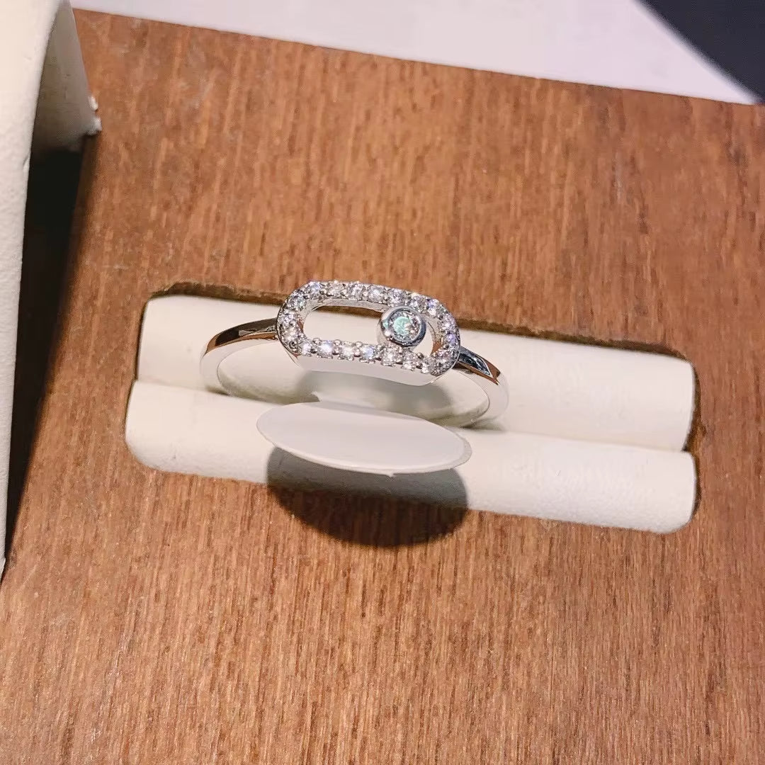 Oval Crystal Link Ring