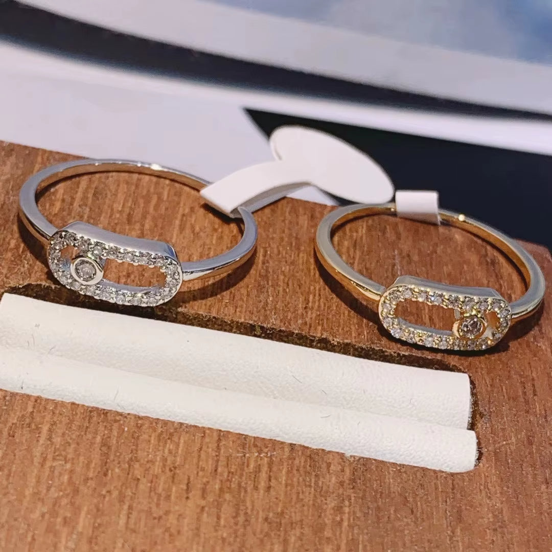 Oval Crystal Link Ring