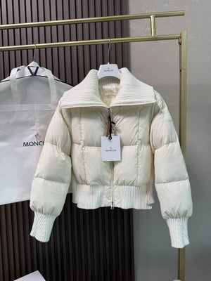 White Knitted Shawl Puffer