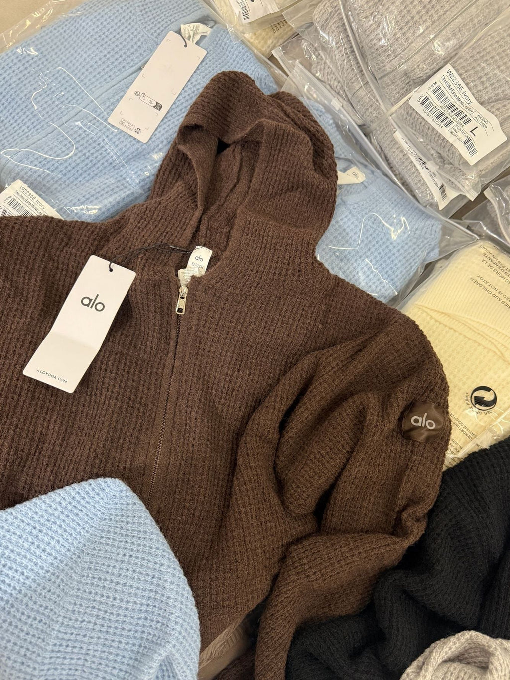 Sudadera con capucha de punto gofre