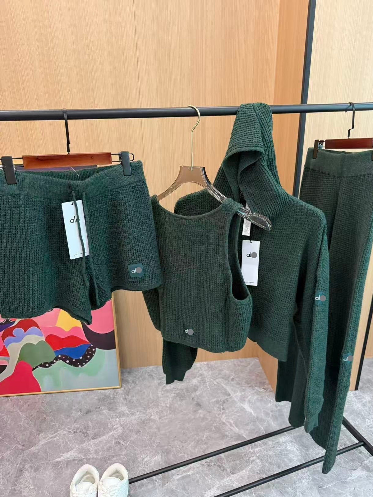 Sudadera con capucha de punto gofre