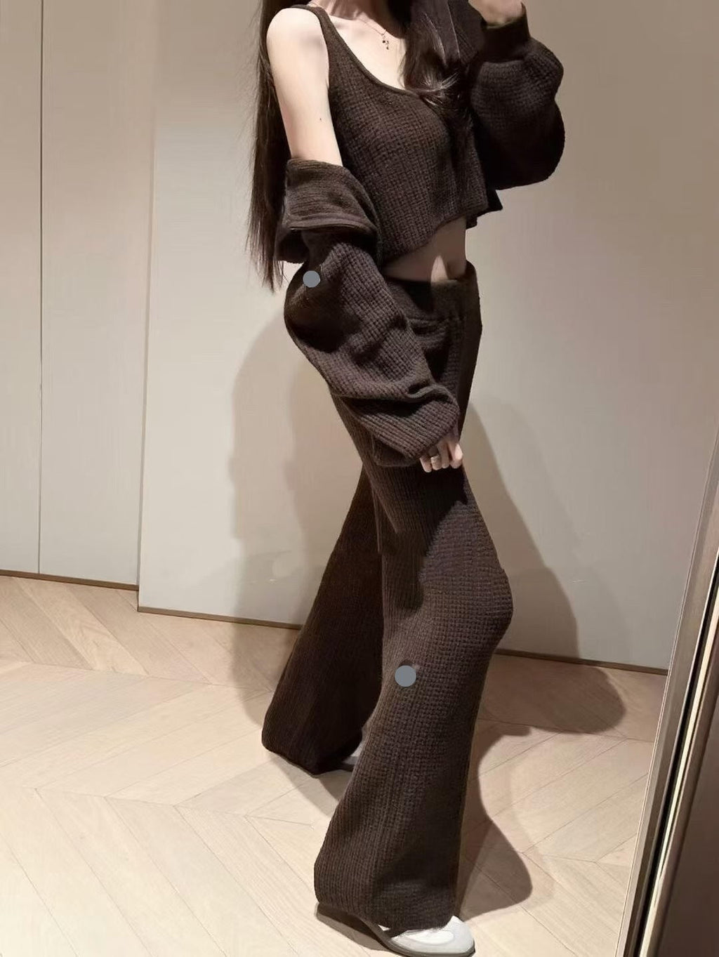 Pantalones de estar por casa de punto gofre