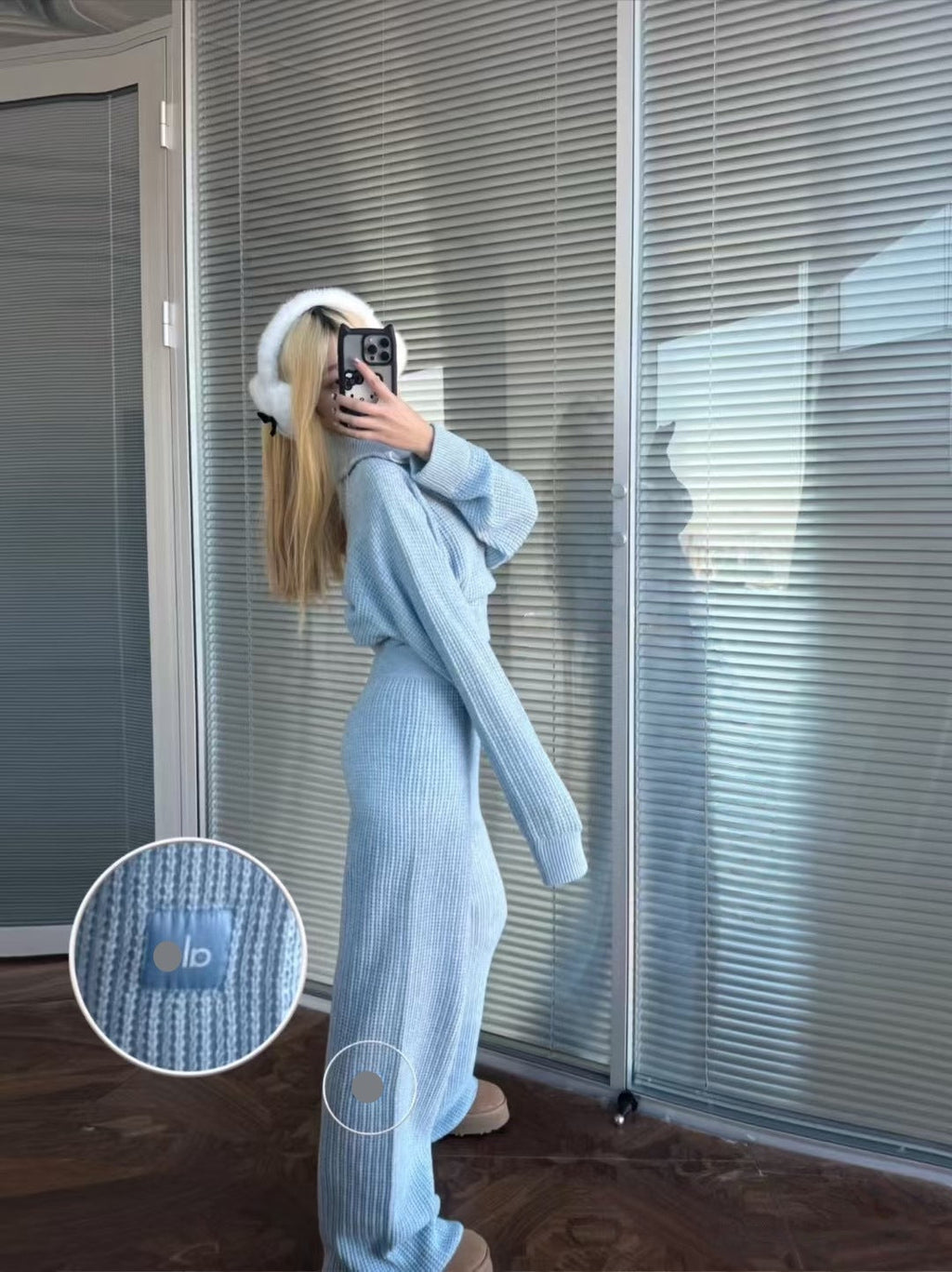 Pantalones de estar por casa de punto gofre