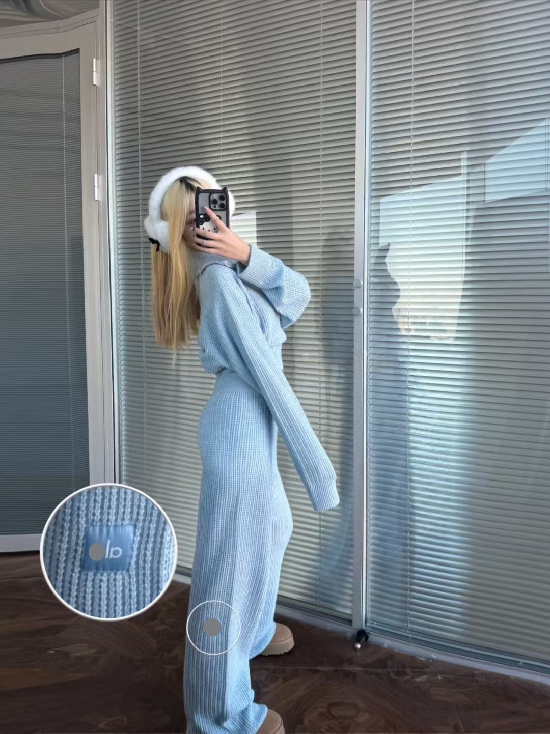 Pantalones de estar por casa de punto gofre
