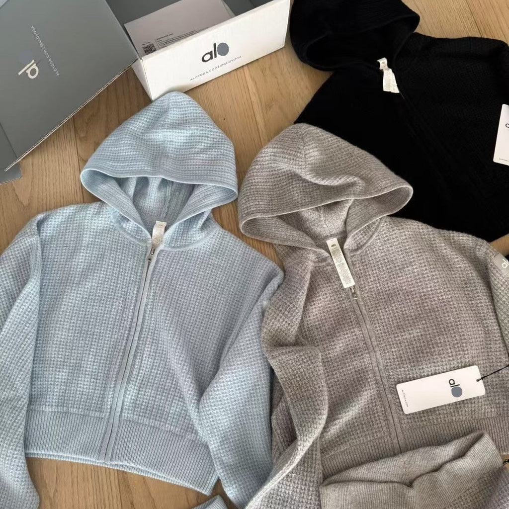 Sudadera con capucha de punto gofre
