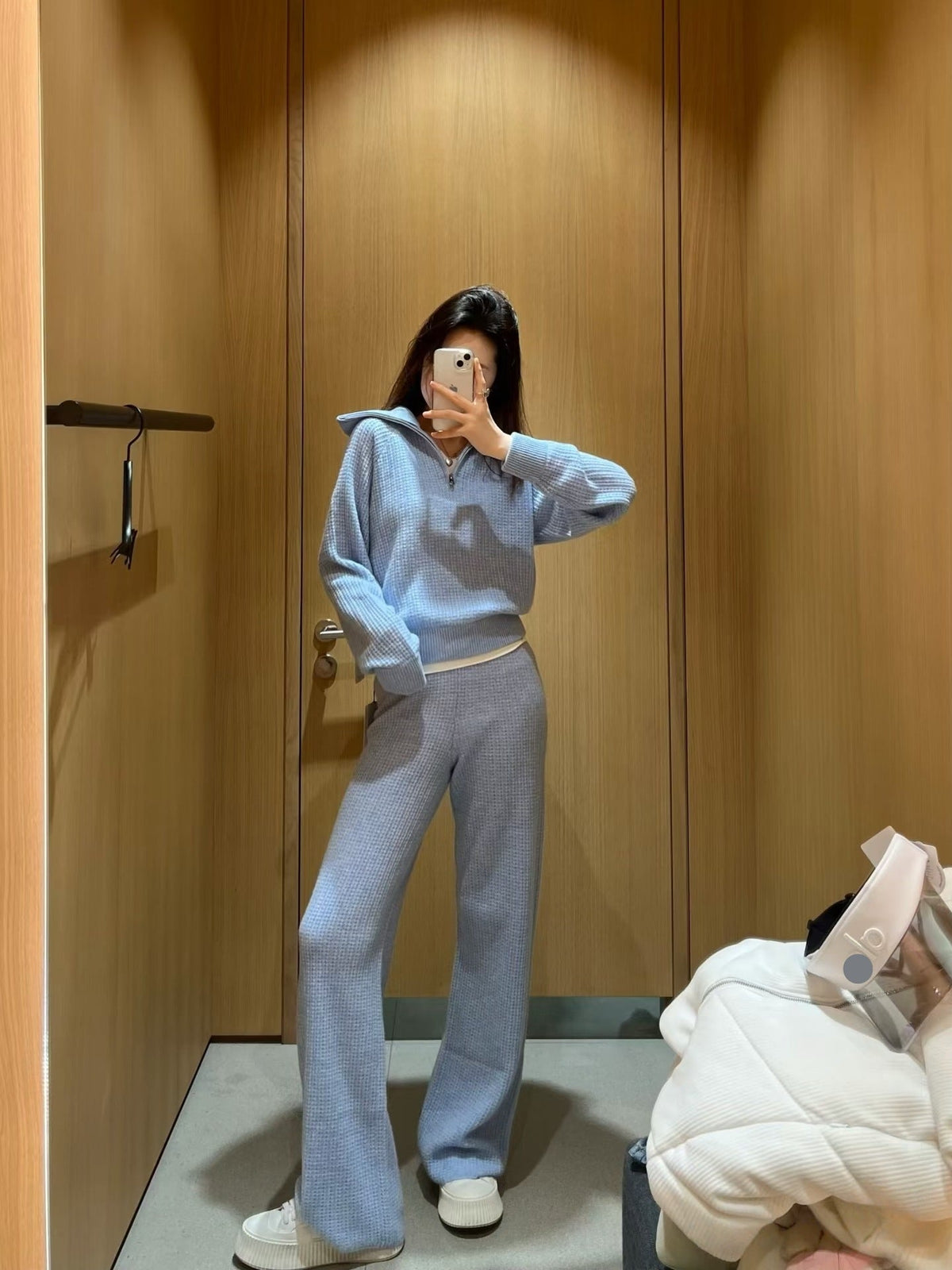 Sudadera con capucha de punto gofre