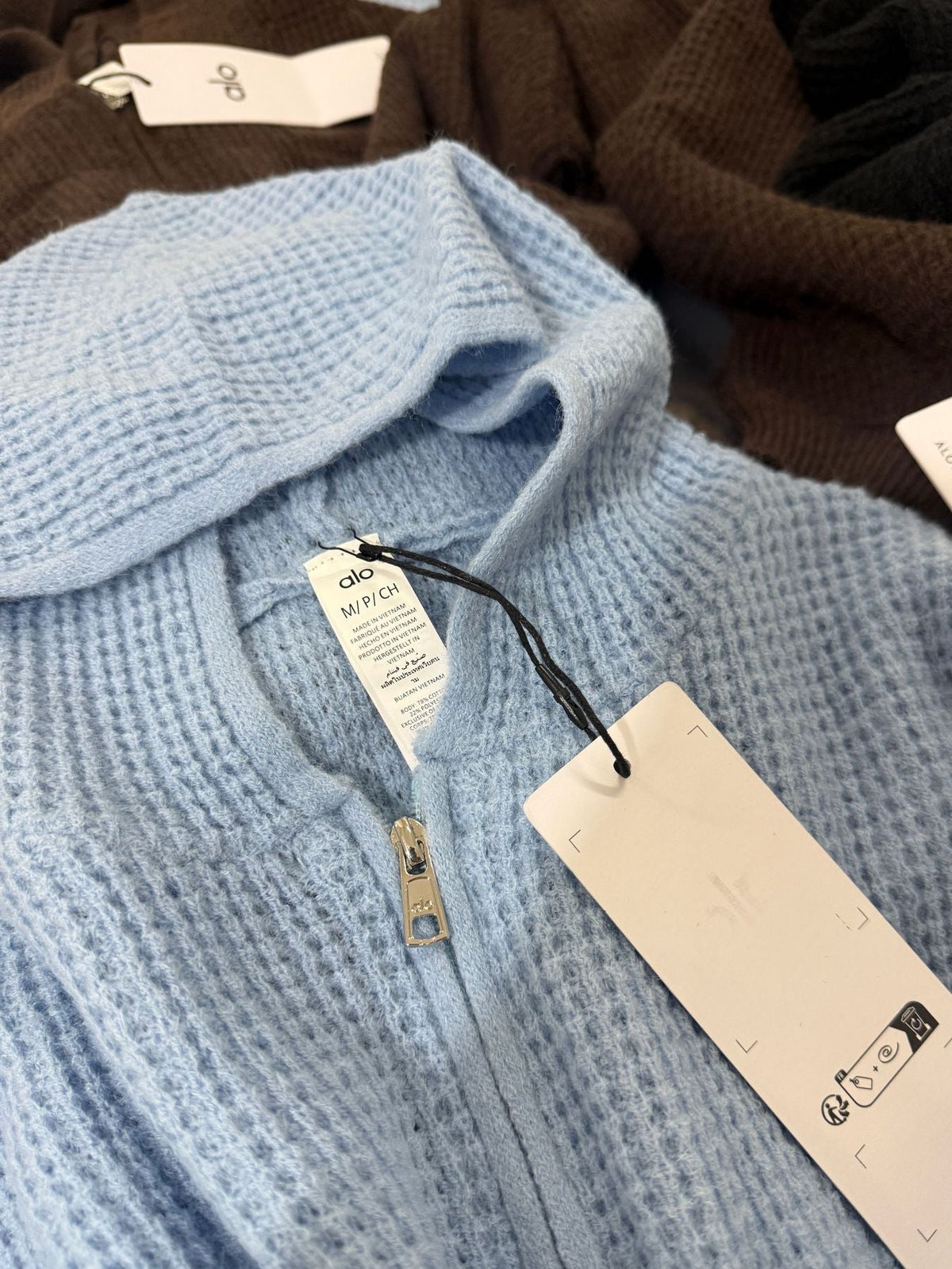 Sudadera con capucha de punto gofre