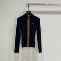 Ribbed Zip-Up Navy Jacket
