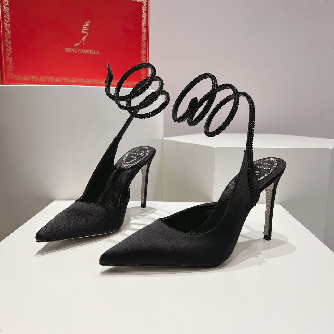 Zapatos de tacón con tira trasera y diseño de serpiente Cleo