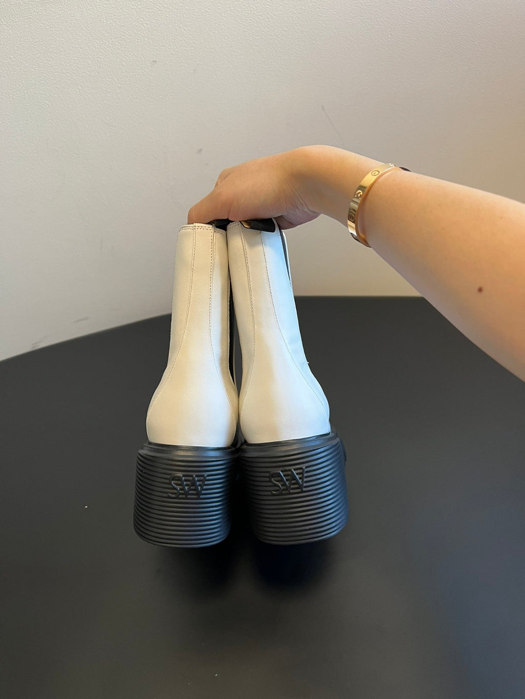 Botines de plataforma de piel para mujer