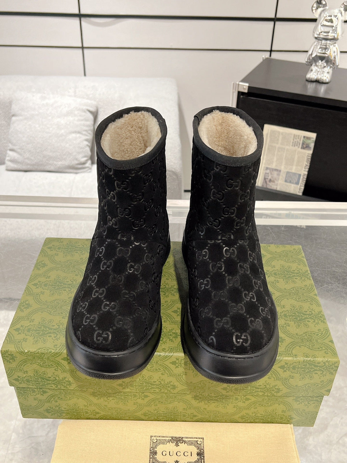 Botas de nieve de piel de oveja para mujer