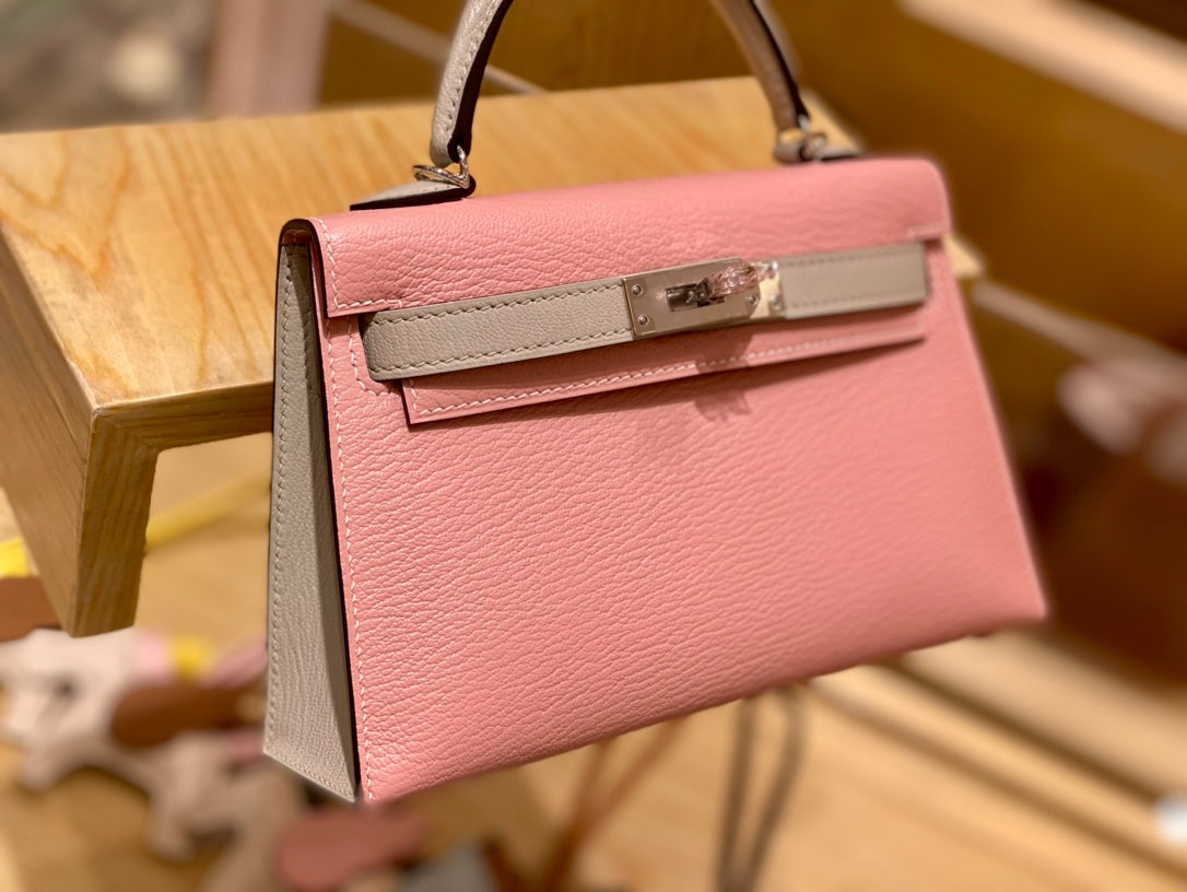 Bolso Sakura rosa y gris perla 19