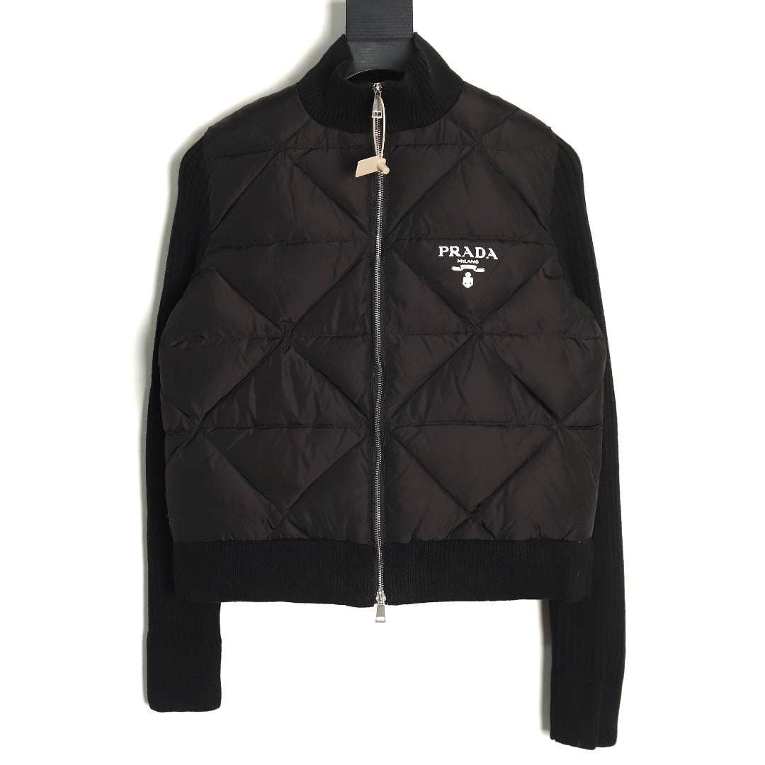Chaqueta de plumas con patchwork de diamantes