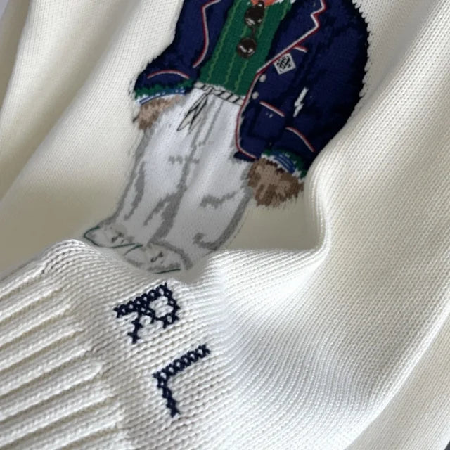 Blazer color crema con suéter de punto Bear