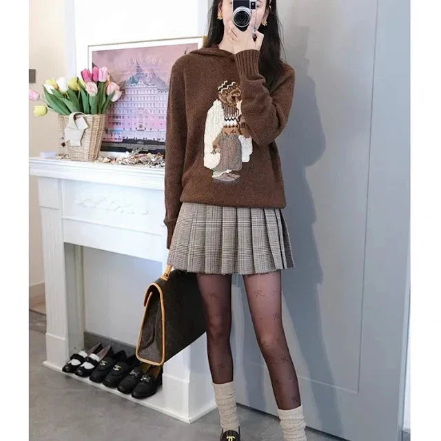 Sudadera con capucha de punto Brown Casual Bear