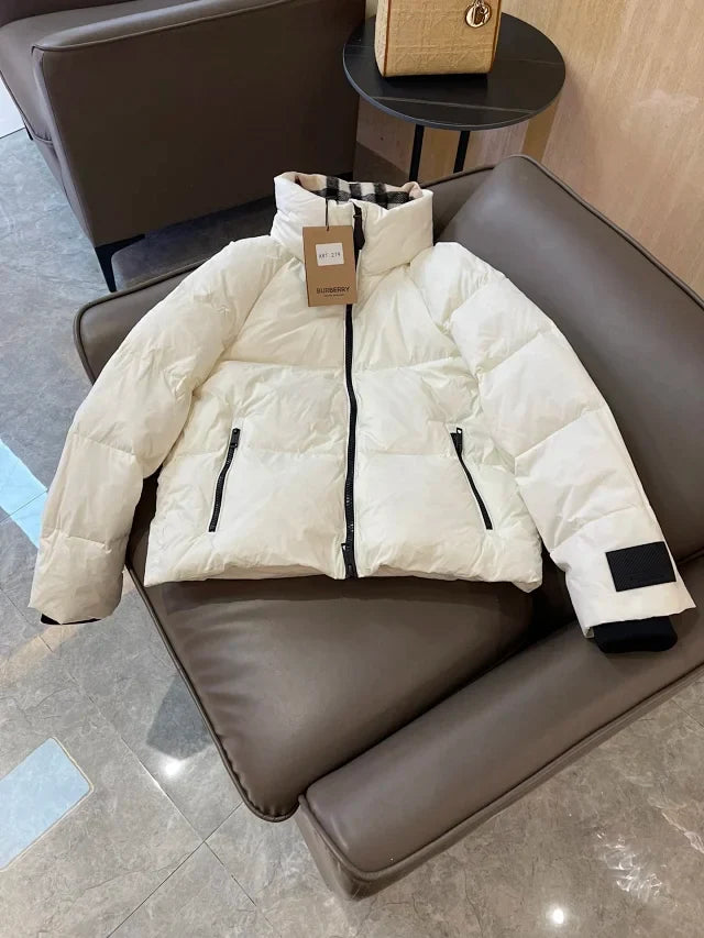Chaqueta acolchada con cuello de cuadros