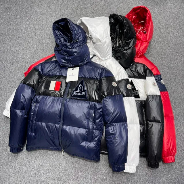 Chaqueta de plumas color block