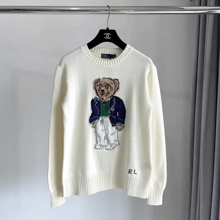 Blazer color crema con suéter de punto Bear