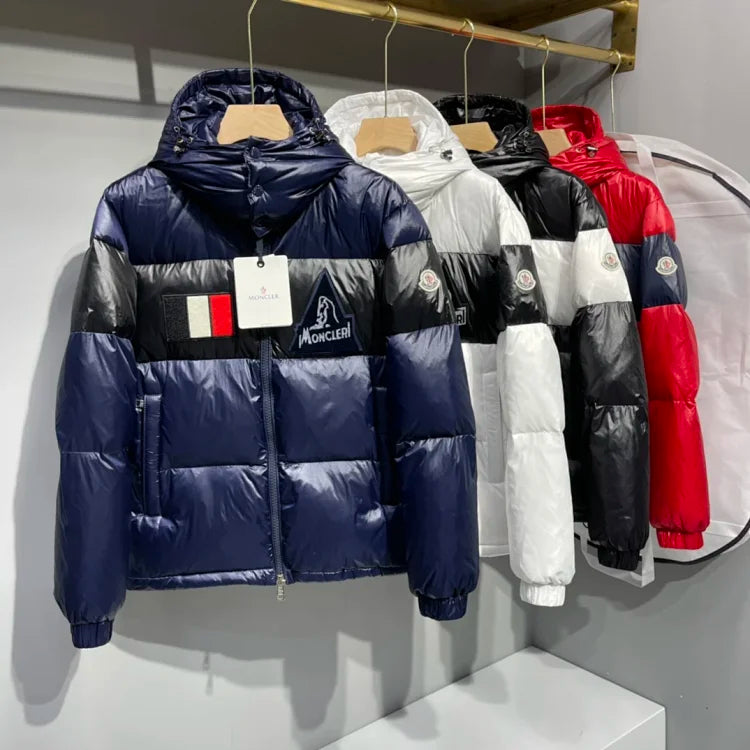 Chaqueta de plumas color block