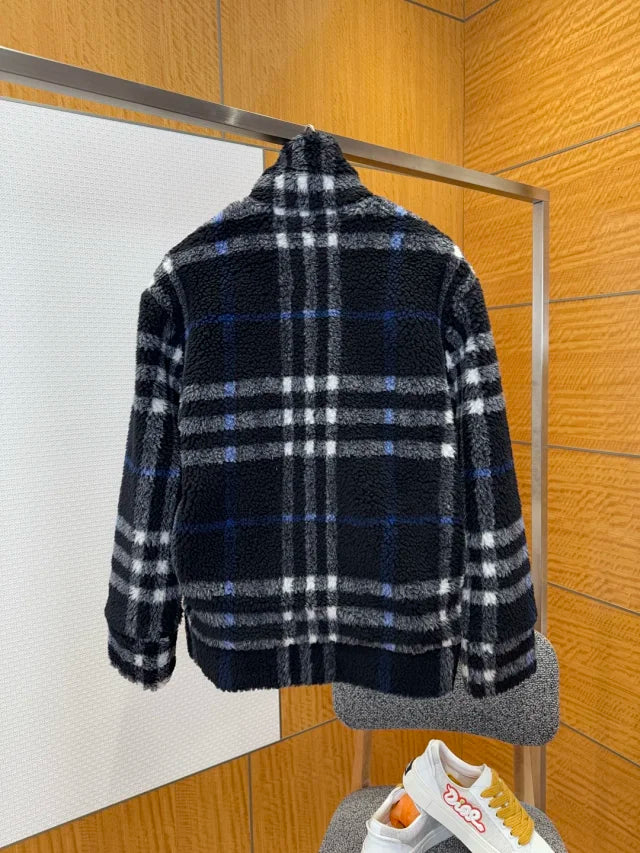 Chaqueta de piel de oveja a cuadros
