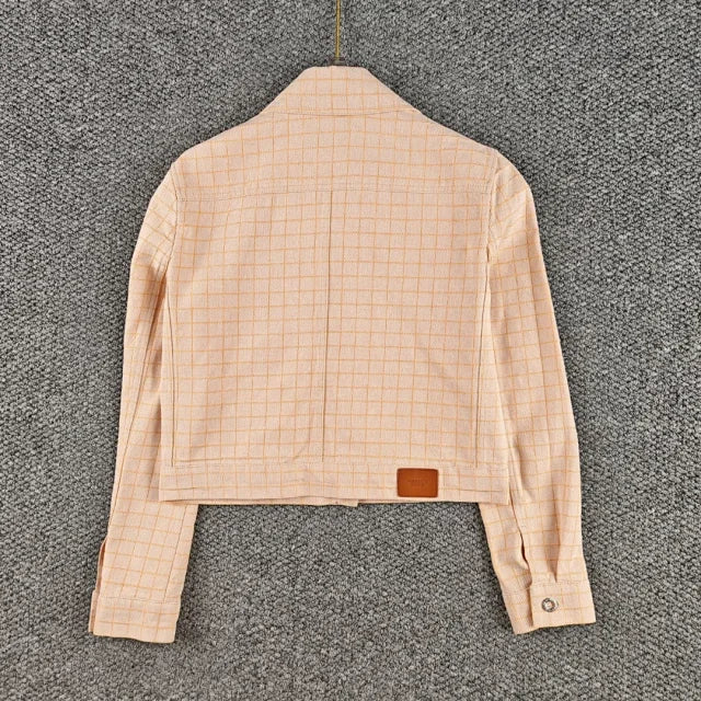 Chaqueta de lana a cuadros beige