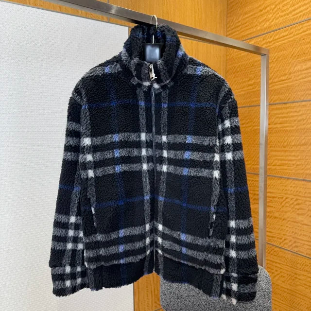 Chaqueta de piel de oveja a cuadros