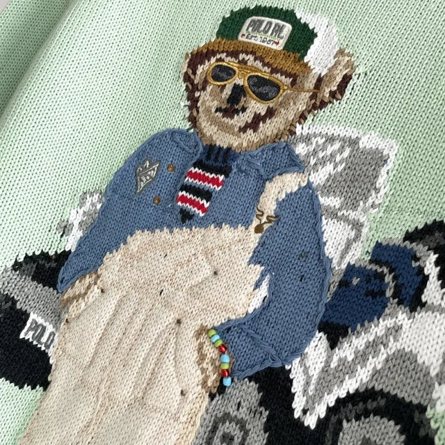 Suéter de oso de golf menta