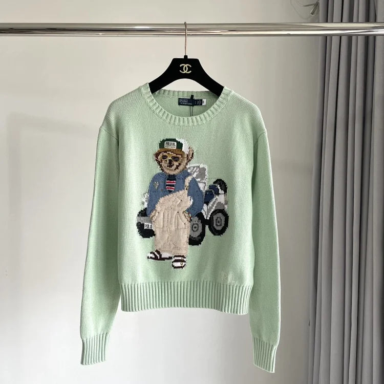 Suéter de oso de golf menta