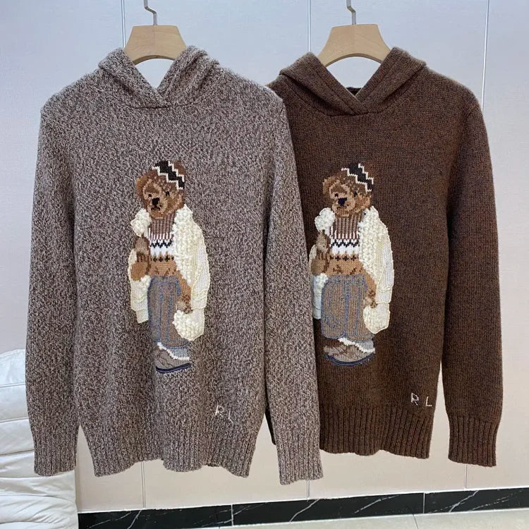 Sudadera con capucha de punto Brown Casual Bear